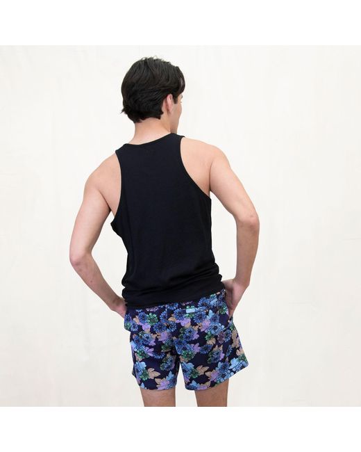 Lords of Harlech Blue Silus Snap Floral Interlock Shorts for men