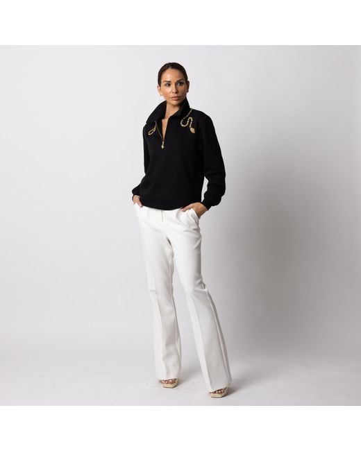 Laines London Black Laines Couture Quarter Zip Sweatshirt With & Gold Wrap Snake