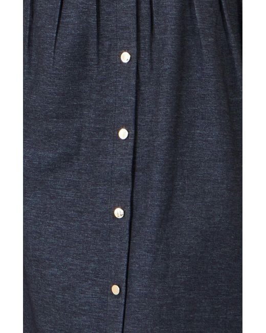 Yumi' Blue Stretch Midi Shirt Dress