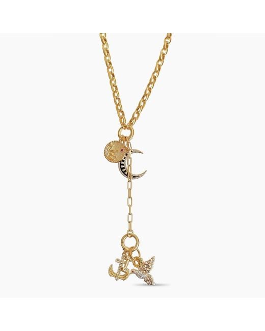 Alexie of Athens Metallic Gaia Drop Duo Charm Chain Necklace