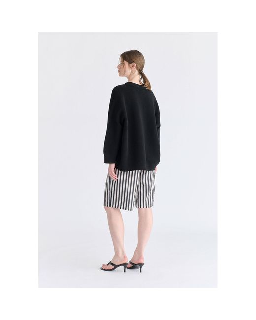 Paisie Blue Low Cut Polo Collar Ribbed Jumper