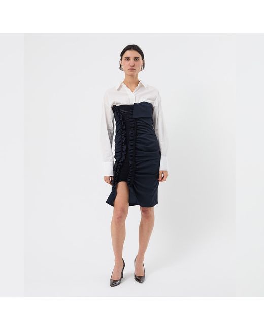 Ccy Currency Blue Halterless Frill Dress