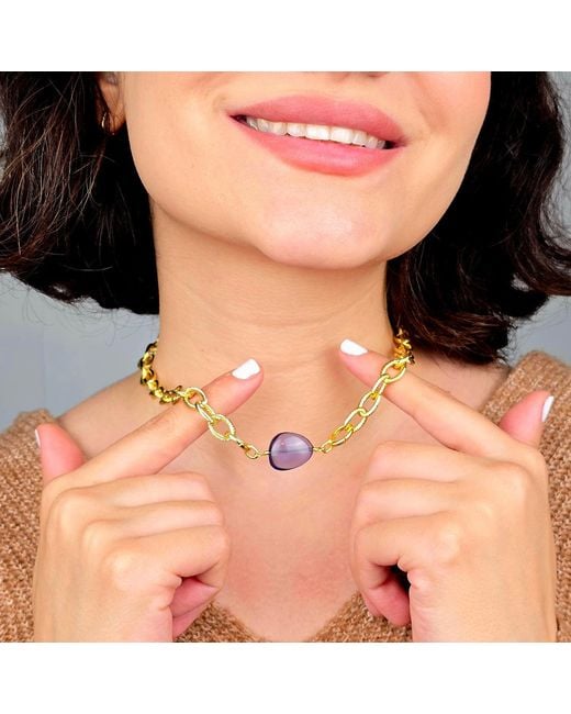 Harfi Blue Alexandrite June Birthstone Statement Pendant Necklace