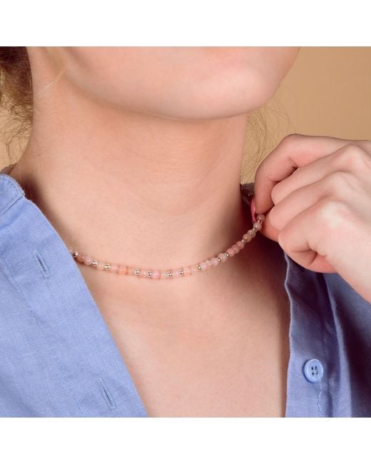 Nellou Jewellery Metallic Jewel Bead October Birthstone Necklace Plated Sterling