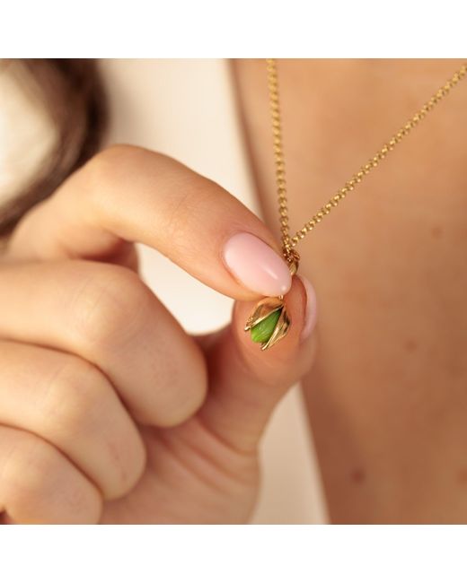 Lily Charmed Metallic Plated Pistachio Charm Necklace