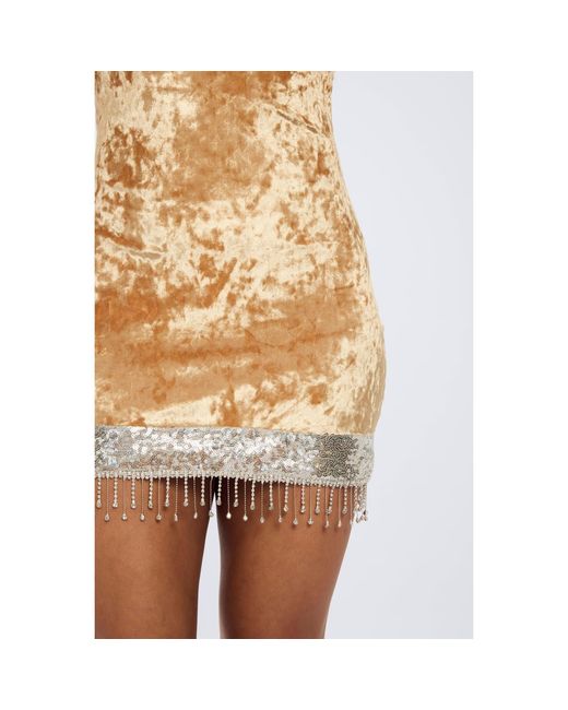 International Appeal Metallic Velvet Pearl Mini Dress