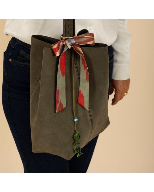 SJW BAGS LONDON Green Bosphorus Breeze Suede Tote Bag