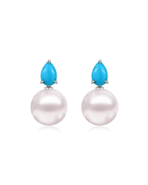 Kai Fine Jewelry Blue Sterling Natural & Freshwater Pearl Venus Tears Convertible Earrings