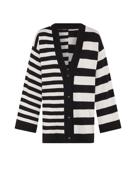 INGMARSON Black Multi-Striped Wool & Cashmere Knitted Cardigan