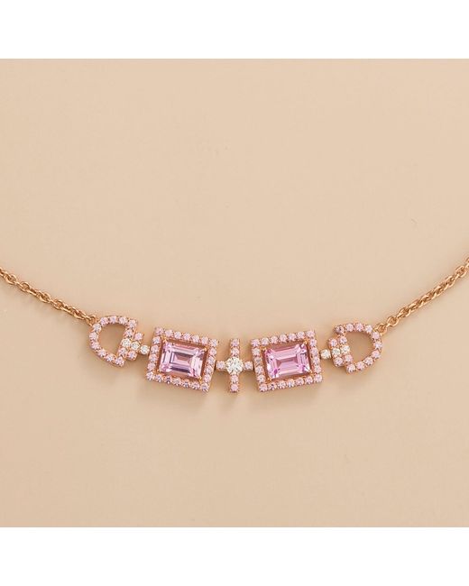 Juvetti Pink Rose Ciceris Rose Necklace Sapphires & Diamonds