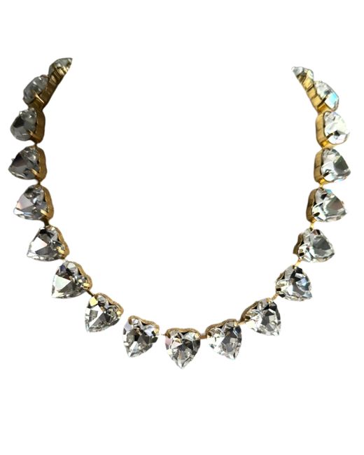 Laura Gray Metallic Grace Diamond Crystal Heart Necklace
