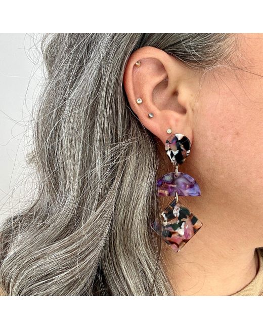 CLOSET REHAB Purple Hemisphere Drop Earrings In Sweet Thing