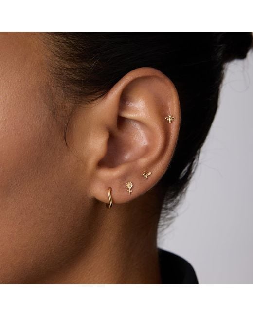 Vanhi White 14K Solid Sunflower Flat Back Stud