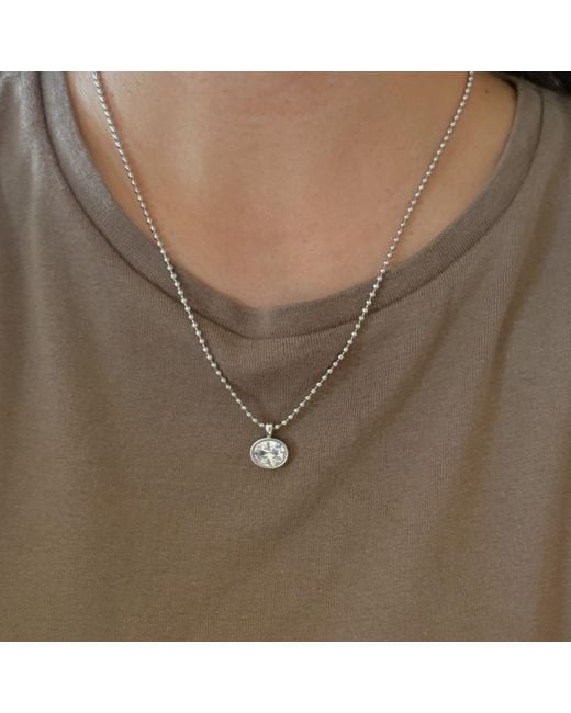 Nazzar Metallic Oval Cz Pendant Ball Chain Necklace