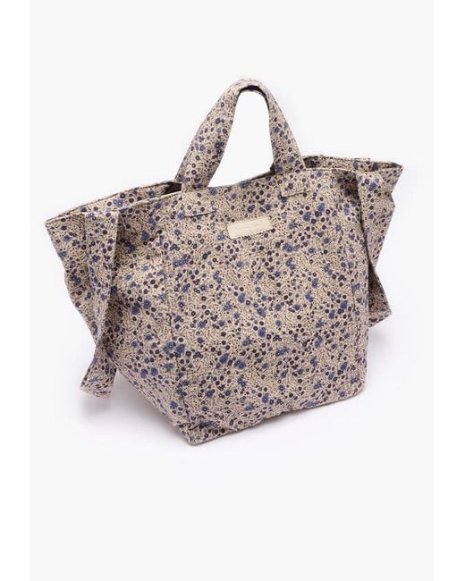Lily and Lionel Gray Large Tote Bag Floral Aster Print