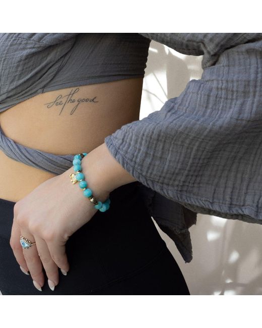 Ebru Jewelry Blue Amazonite Lucky Elephant Beaded Bracelet