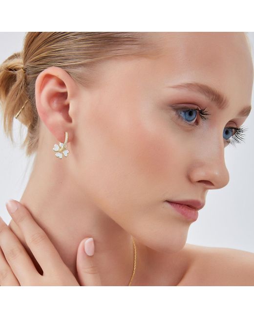 Spero London Metallic Sterling Enamel Clover Earrings