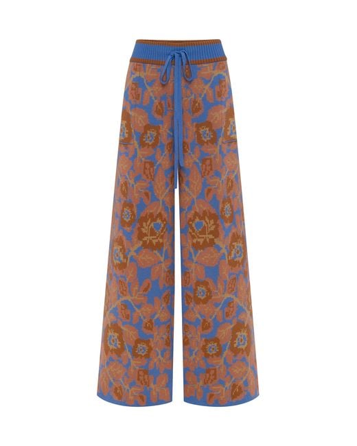 Annabo Multicolor Mirage Bloom Floral Jacquard Merino Wool Pants