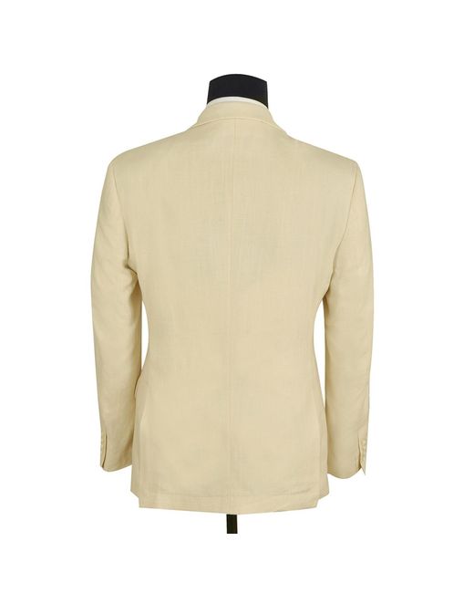 DAVID WEJ Natural Neutrals Hugo Linen Double Breasted Suit for men
