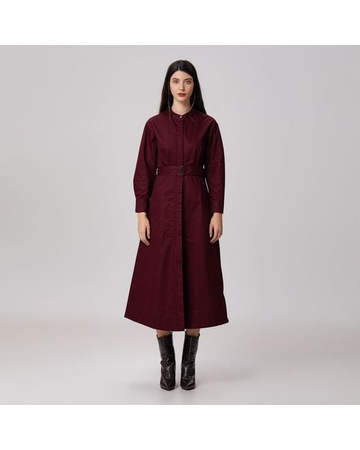 Smart and Joy Structured Cotton Shirt-Dress With Flared Skirt