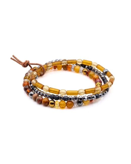 Jaredjamin Metallic Cyrus Amber & Hematite Stackable Bracelet Set for men