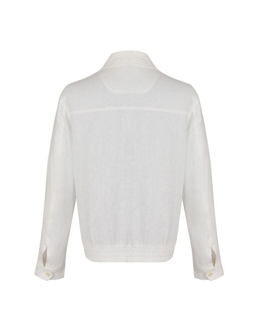 DAVID WEJ White Hugo Linen Aviator Jacket for men