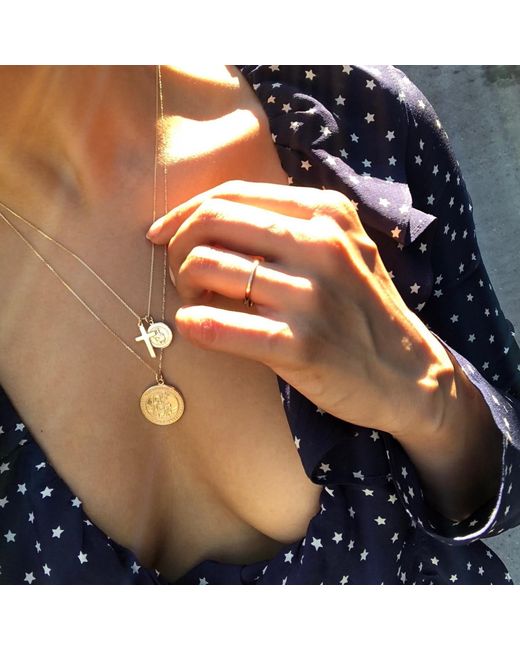 Lily & Roo Metallic Solid Large Round St Christopher Medallion Necklace