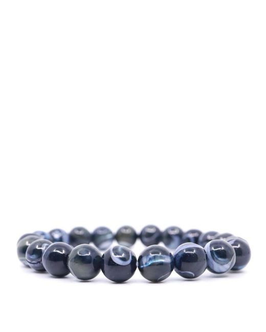 Shar Oke Blue Mother Of Pearl Beaded Bracelet for men
