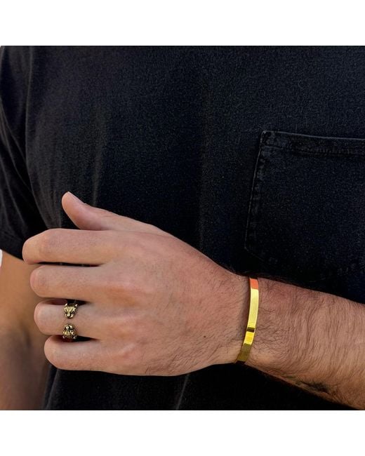 Nialaya Metallic Open Cuff Bangle for men