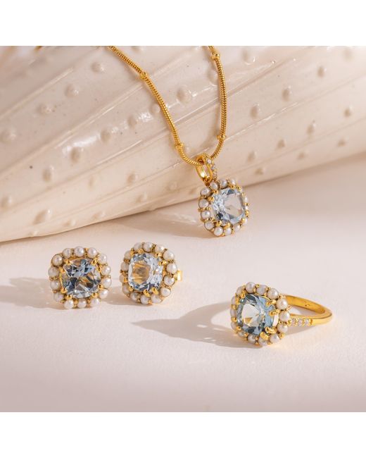 GEM BAZAAR Metallic Diana Topaz Pearl Ring