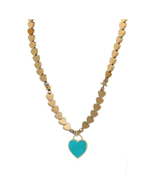 Ebru Jewelry Metallic Azure Heartbeat Necklace