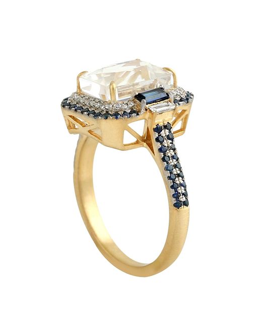 Artisan Metallic Moonstone & Sapphire Pave Diamond Cocktail Ring