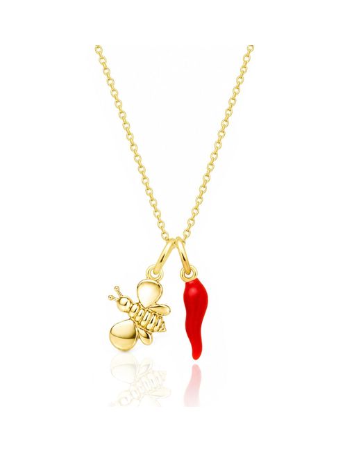 Unaloe Metallic Plated Sterling Bee And Cornicello Charm Necklace