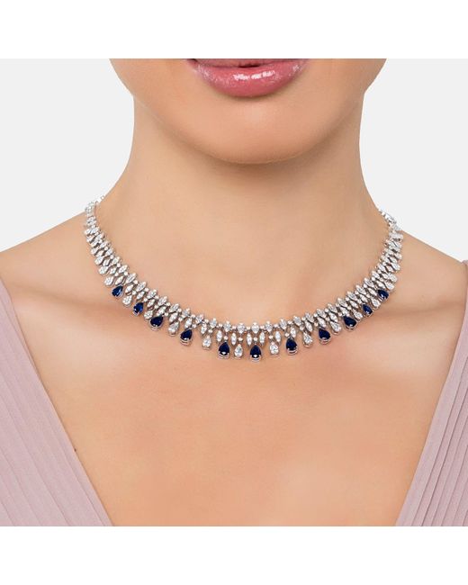 Latelita London Metallic Duchess Sapphire Statement Necklace