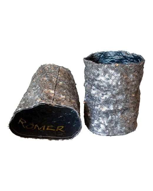 Romer Millinery Metallic Morphy Moldable Wrist Cuff Gunmetal Sequin Set Of Two