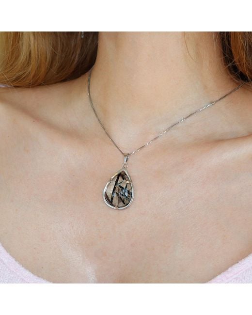Mineralgems•Studio White Tourmalinated Quartz Pendant With Sterling Chain