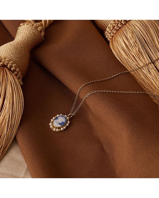 Vintouch Italy Blue Little Lovelies-Plated Cameo Pearly Necklace