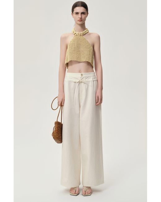 FRONT ROW SHOP Natural Reef Beaded Halter Top