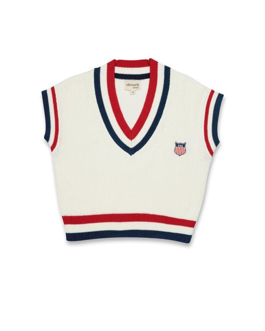 Ellsworth & Ivey White American Shield Retro Sweater Vest