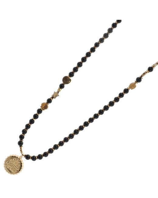 Ebru Jewelry Metallic Be Free Onyx Beaded Long Necklace