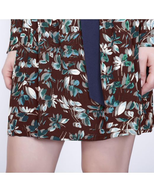 Smart and Joy Multicolor Leaves Print Tunic Dress