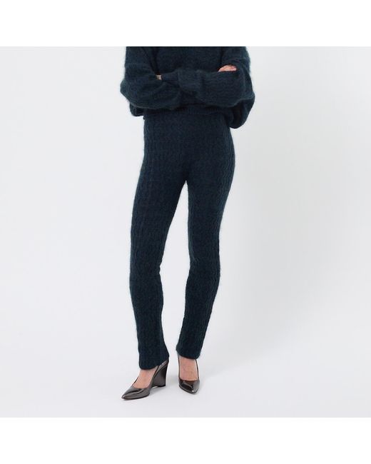 Ccy Currency Blue Mohair Zigzag Knitted Pants