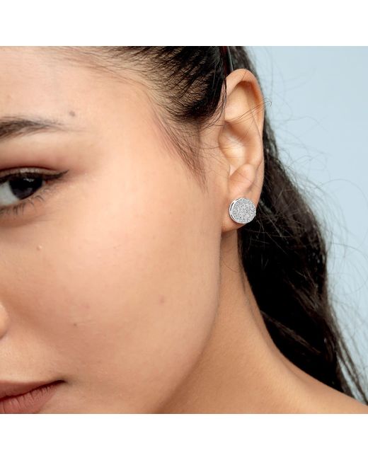 Artisan Metallic Round Diamond Cluster Stud Earrings