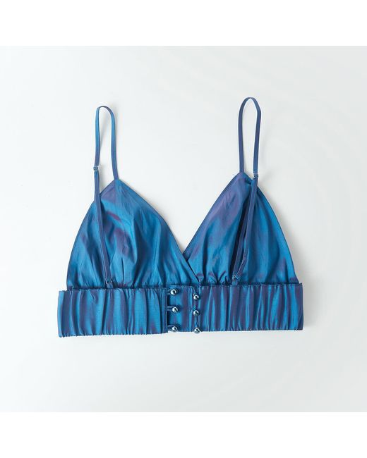 Soft Strokes Silk Blue Mulberry Silk Dupioni Cropped Camisole Top