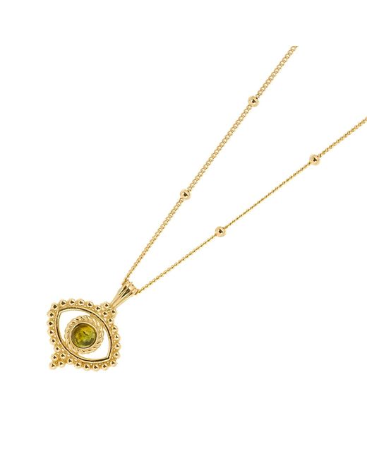 Ebru Jewelry Metallic Tourmaline Evil Eye Pendant On A Stylish Chain Necklace