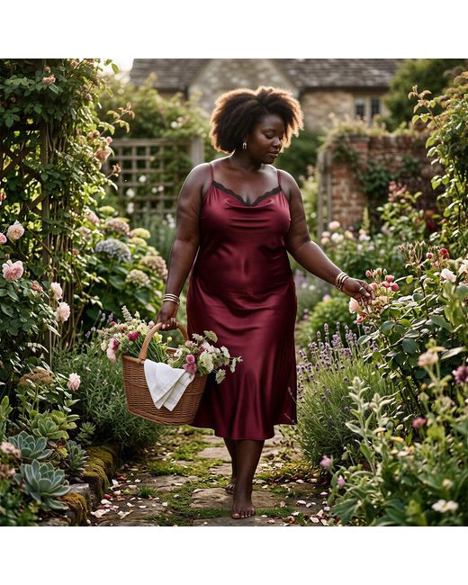 Saint Grace Red Plus Size Bias Cut Slip Dress