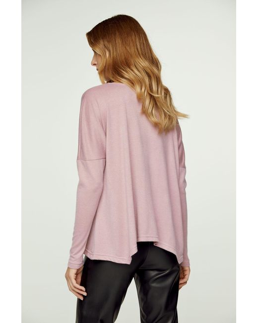Conquista Pink Knit Handkerchief Hem Top