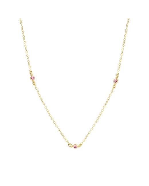 SET & STONES Metallic Birthstone Station Necklace- October