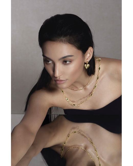 Freqnc Atelier Metallic Amor Heart Drop Earrings