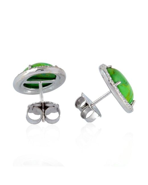 Artisan Green 18K & Diamond Stud Earrings